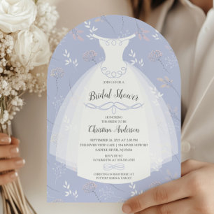 Lavender Floral Elegance Bride Gown Bridal Shower Invitation