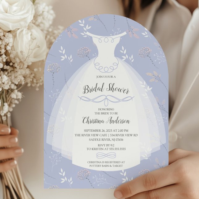 Lavender Floral Elegance Bride Gown Bridal Shower Invitation (Creator Uploaded)