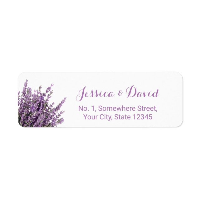Lavender Floral Elegant Purple Wedding Label (Front)
