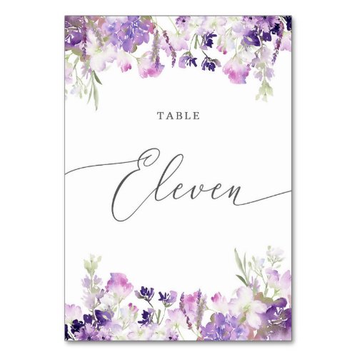 Lavender floral Eleven Table Number