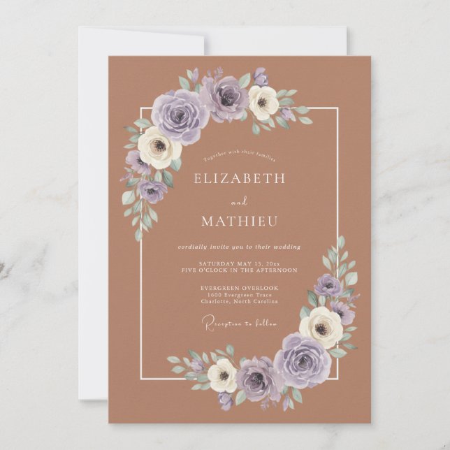 Lavender Floral Enchanted Wedding Invitation (Front)