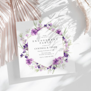 lavender floral engagement invitation