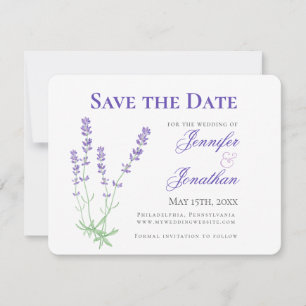 Lavender Floral Engagement Photo Save the Date