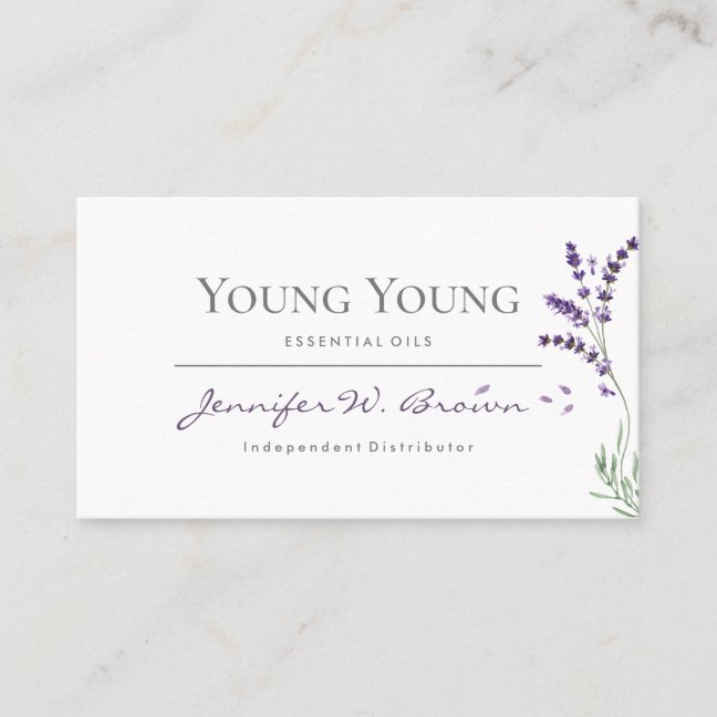 Lavender floral Essential Oils Distributor Business Card