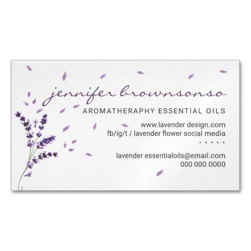 Lavender floral Essential Oils Simple Classy Business Card Magnet