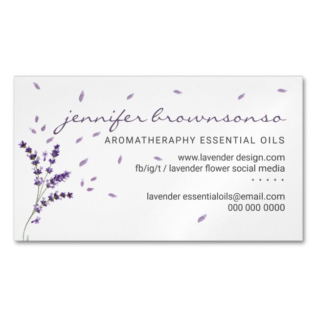 Lavender floral Essential Oils Simple Classy Business Card Magnet