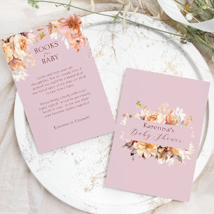 Lavender Floral Fall Baby Shower Books For Baby Enclosure Card