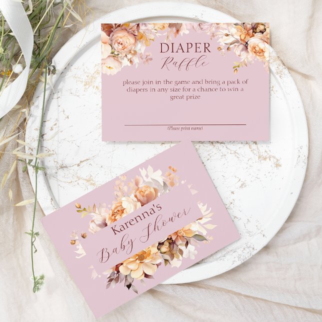 Lavender Floral Fall Baby Shower Diaper Raffle Enclosure Card (Creator Uploaded)
