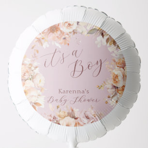 Lavender Floral Fall It's a Boy Baby Shower Balloon