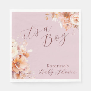 Lavender Floral Fall It's a Boy Baby Shower Napkins
