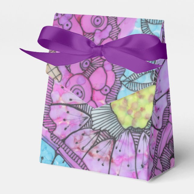 Lavender Floral Favor Box (Front Side)