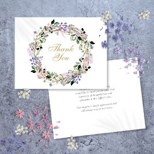 Lavender Floral Funeral Celebration Of Life Thank You Card