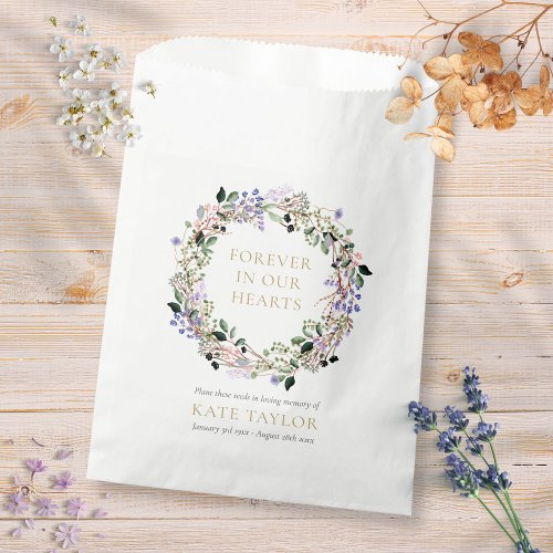 Lavender Floral Funeral Memorial Seed Packet Favor Bag