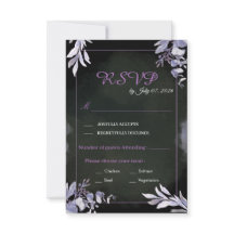 Lavender Floral Gothic RSVP Wedding Card