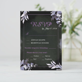 Lavender Floral Gothic RSVP Wedding Card