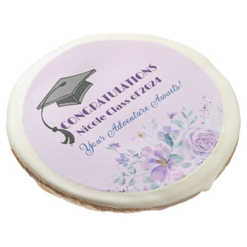 Lavender Floral Graduation  Sugar Cookie