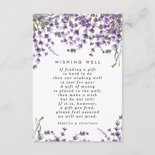 lavender floral green wedding wishing well card