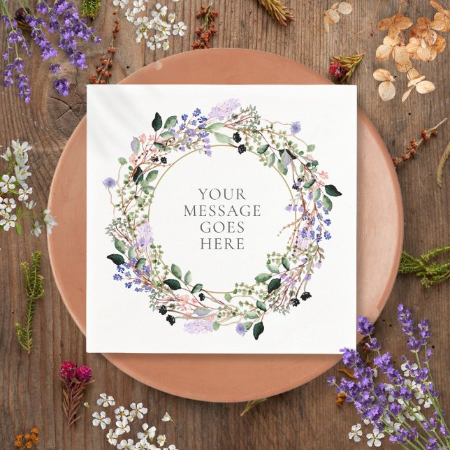 Lavender Floral Greenery Foliage Garland Napkins (Lavender Floral Greenery Foliage Garland Napkins)