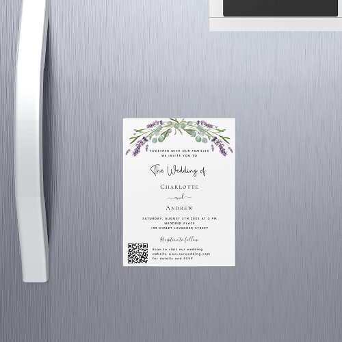 Lavender floral greenery QR details RSVP wedding Magnetic Invitation