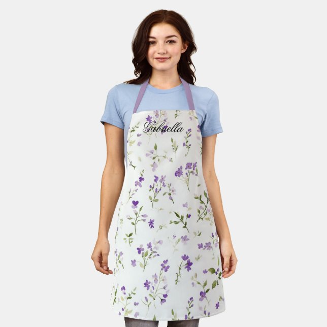 Lavender Floral Heart Apron (Worn)