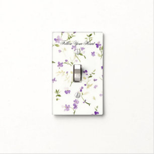Lavender Floral Heart Light Switch Cover