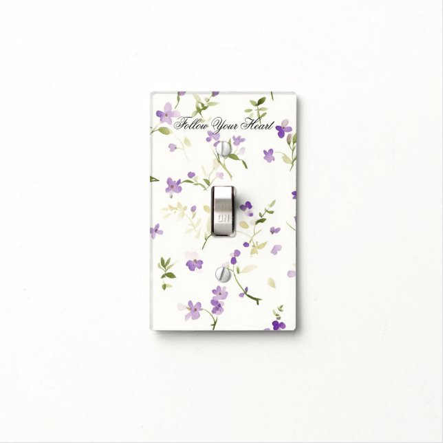 Lavender Floral Heart Light Switch Cover (In Situ)