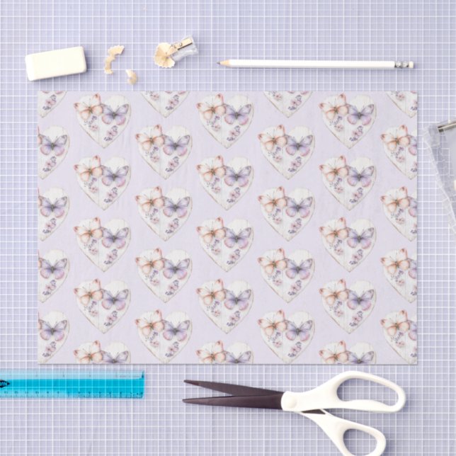 Lavender Floral Heart Pink Butterflies Birthday Tissue Paper (Craft)