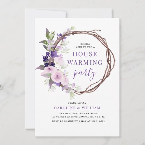 Lavender floral housewarming  invitation