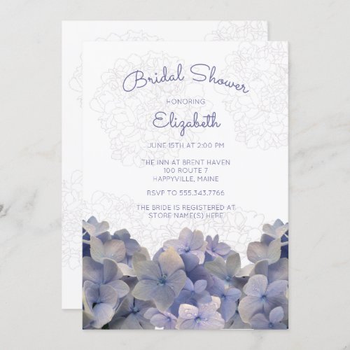 Lavender Floral Hydrangea Bridal Shower Invitation