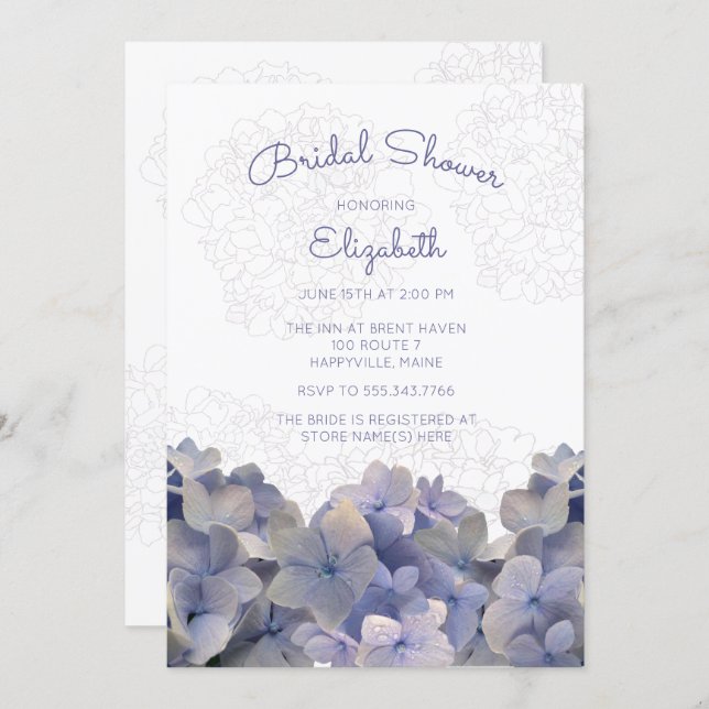 Lavender Floral Hydrangea Bridal Shower Invitation (Front/Back)