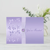 Lavender Floral Jeweled Wedding Invitation (Standing Front)