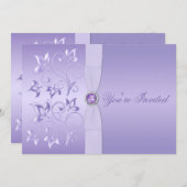 Lavender Floral Jeweled Wedding Invitation (Front/Back)