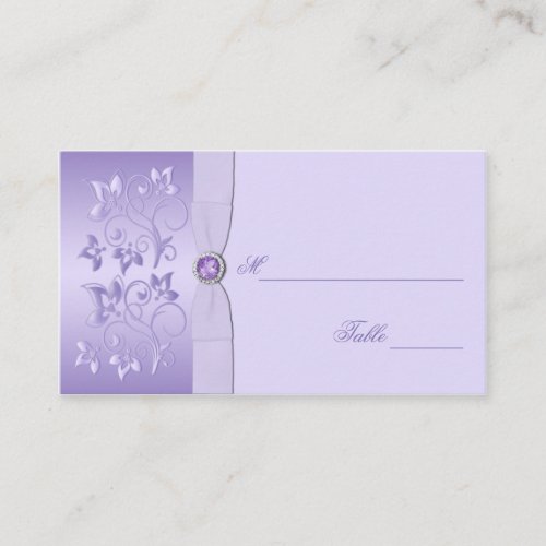 Lavender Floral Jewelled Placecards Business Card Templates