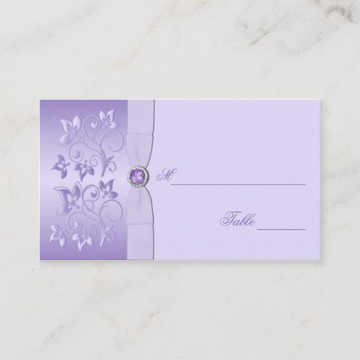 Customizable Lavender Floral Jewelled Placecards Business Card Templates