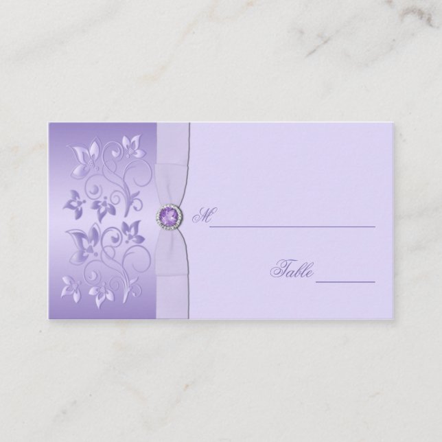 Lavender Floral Jewelled Placecards (Front)
