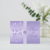 Lavender Floral Jewelled Save the Date Postcard (Standing Front)