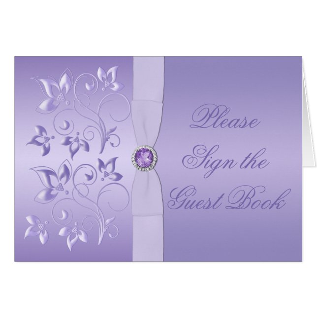 Lavender Floral Jewelled Table Card (Front Horizontal)