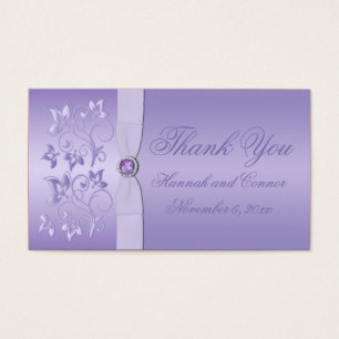 Lavender Floral Jewelled Wedding Favor Tag