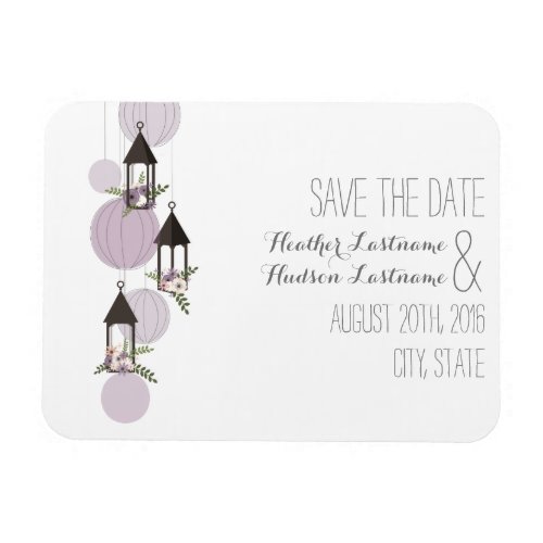 Lavender Floral Lanterns Save The Date Magnet