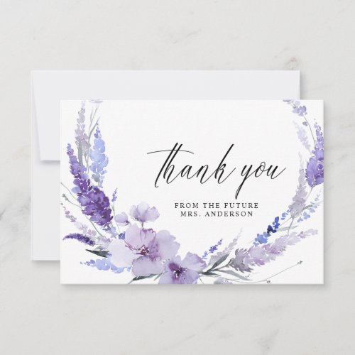 Lavender Floral Lilac Mauve Elegant Bridal Shower  Thank You Card