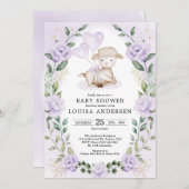 Lavender Floral Little Lamb Baby Sheep Shower Invitation (Front/Back)