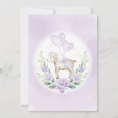 Lavender Floral Little Lamb Baby Sheep Shower Invitation (Back)