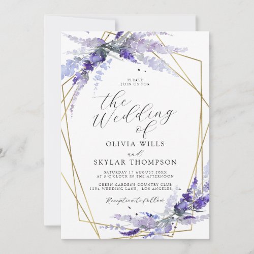 Lavender Floral Mauve Purple Lilac Wedding Invitation