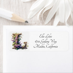 Lavender Floral Monogram Letter L Design Label