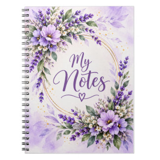 Lavender Floral My Notes Spiral Notebook