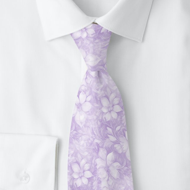 Lavender Floral Neck Tie (Creator Uploaded)
