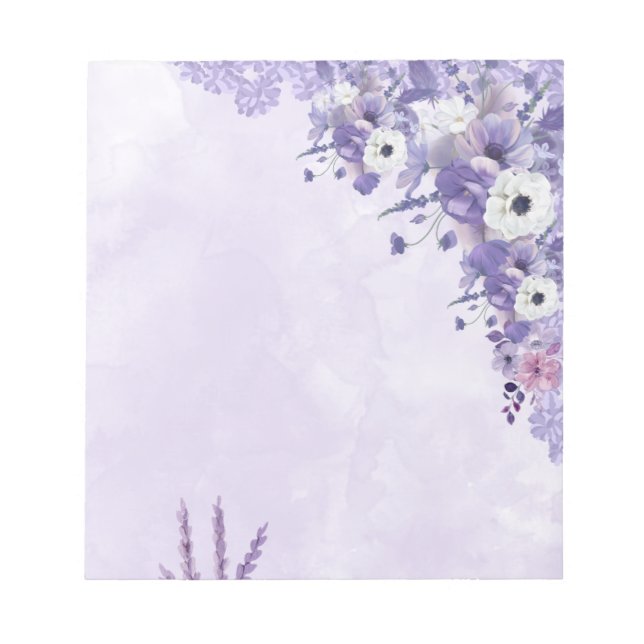 Lavender Floral Notepad for Daily Notes (Front)