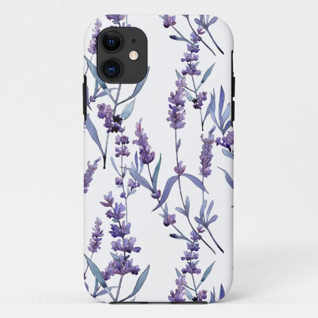 Lavender Floral On White Case-Mate iPhone Case (Back)