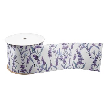 Lavender Floral On White Satin Ribbon by dryfhout at Zazzle