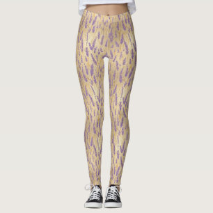 Lavender Floral Pattern Leggings